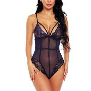 Sexy Lingerie Women See Through One Piece Lace Babydoll Teddy Bodysuit Jumpsuit